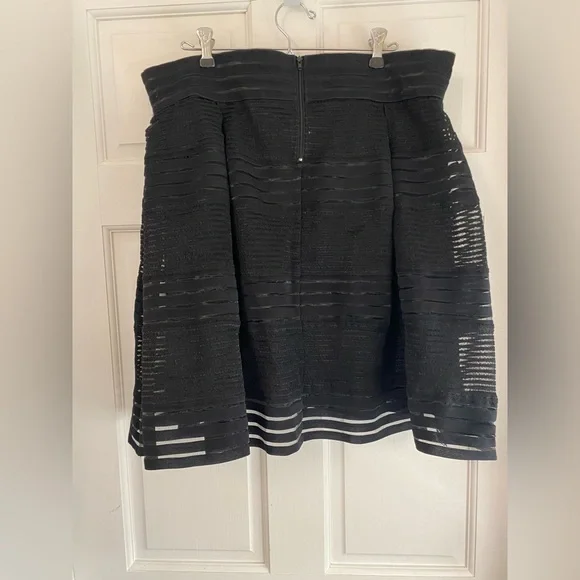 Torrid Black Lined Mini A-line Skirt with Striped Mesh Overlay 2X E - Picture 3 of 6